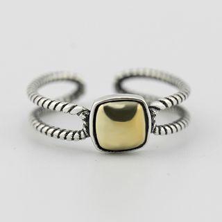 925 Sterling Silver Layered Open Ring S925 - Gold Square - Silver - One Size