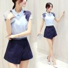 Set : Shorts + Short-sleeve Chiffon Top