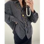 Long-sleeve Loose-fit Shirt / Irregular Midi Skirt
