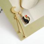 Non-matching Alloy Cat Moon & Star Fringed Earring