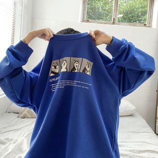 Loose-fit Mock Two-piece Printed Pullover