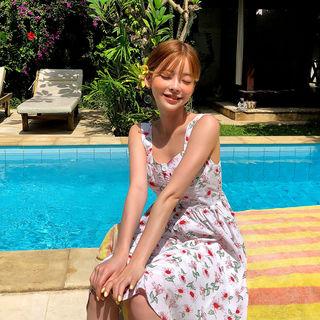 Sweetheart-neck Floral Print Sundress