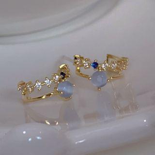 Cat Eye Stone Hoop Earring / Clip-on Earring
