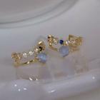 Cat Eye Stone Hoop Earring / Clip-on Earring