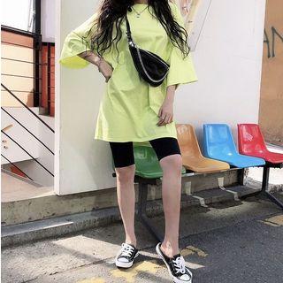 Plain Loose-fit T-shirt Neon Green - One Size