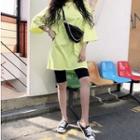 Plain Loose-fit T-shirt Neon Green - One Size