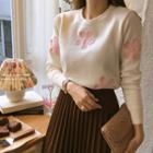 Flower Patterned Knit Top