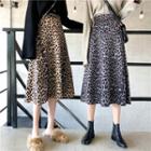 Leopard Pattern Midi A-line Skirt