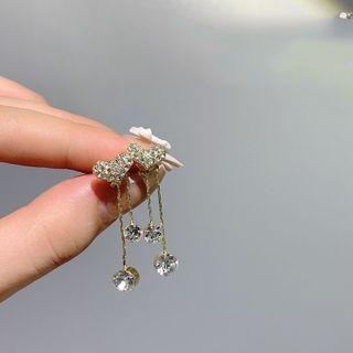 Heart Rhinestone Alloy Fringed Earring 1 Pair - S925 Silver Needle - Gold - One Size
