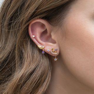Set Of 4: Rhinestone Stud Earring 106 - Gold - One Size