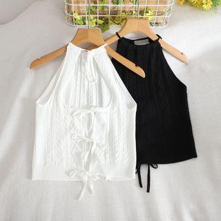 Sleeveless Tie-front Cable Knit Camisole Top