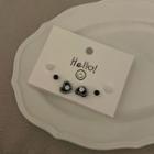 Set Of 3: Stud Earring 3 Pairs Set - 01 - Black & White - One Size