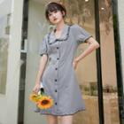 Balloon-sleeve Ruffle Trim Shirtdress