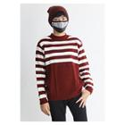 Crew-neck Stripe Cable-knit Sweater