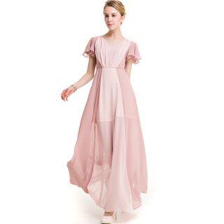 Panel Short-sleeve Maxi Dress
