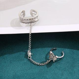 Butterfly Rhinestone Nail Ring 5577501 - Silver - One Size