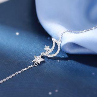 Moon & Star Sterling Silver Bracelet 1 Pc - Star & Moon Bracelet - One Size