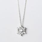 925 Sterling Silver Rhinestone Snowflake Pendant Necklace