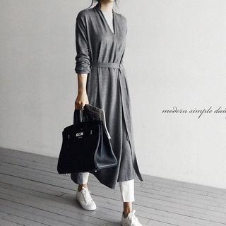 Maxi Knit Wrap Cardigan With Sash