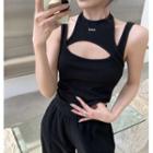 Sleeveless Mock Two-piece Slim-fit Tank Top