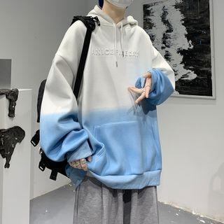Letter Embossed Tie-dye Print Hoodie