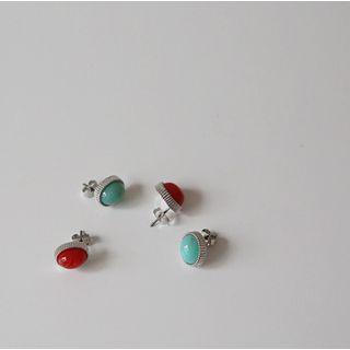 Oval Faux-gem Ear Studs