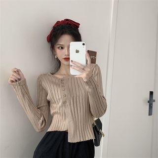 Irregular Single-breasted Knitted Cropped Top