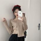 Irregular Single-breasted Knitted Cropped Top