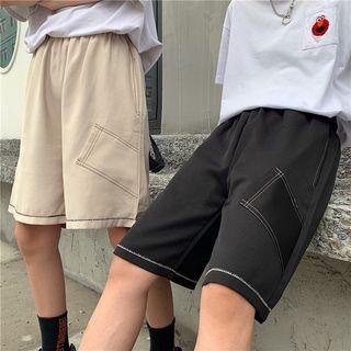 Stitched Straight-cut Shorts