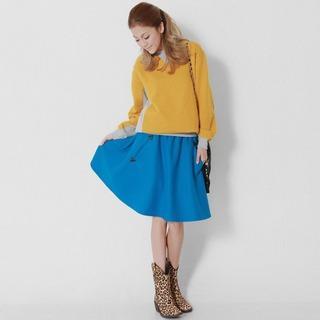Faux-leather Pocket A-line Skirt Blue - One Size