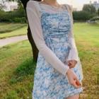 Spaghetti Strap Tie Dye Dress / Long-sleeve Top