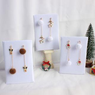 Asymmetrical Christmas Bobble Drop Earring