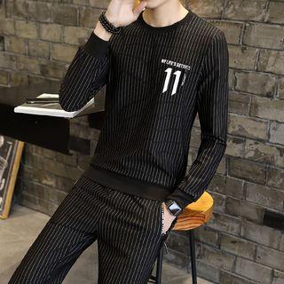 Set: Pinstriped Pullover + Sweatpants