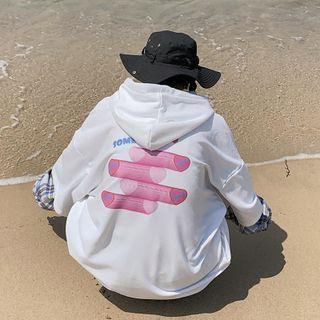 Plaid Panel Heart Print Hoodie