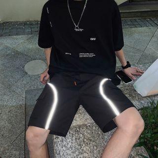 Drawstring-waist Contrast Trim Cargo Shorts