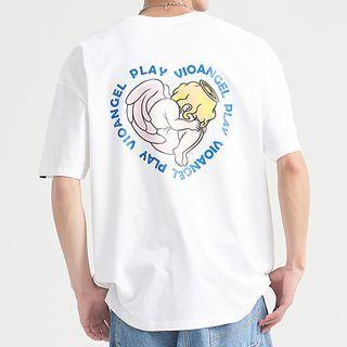 Lettering Angel Print T-shirt