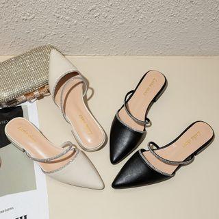 Rhinestone Strap Mules