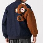 Long-sleeve Color-block Bear Embroidered Jacket