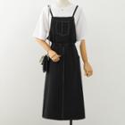 Set: Elbow-sleeve T-shirt + Midi A-line Overall Dress