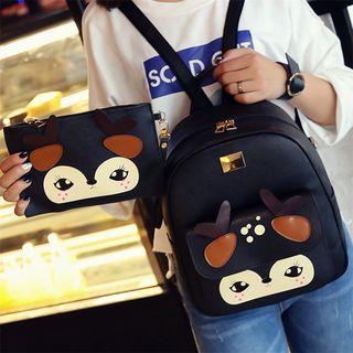 Set: Nylon Cartoon Backpack + Clutch
