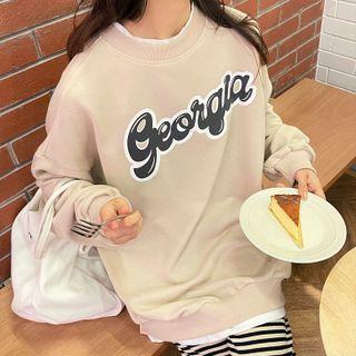 Mock Two Piece Long-sleeve Print Sweatshirt