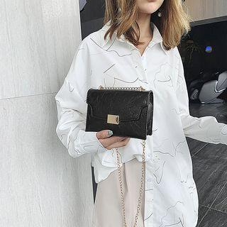 Crinkled Faux Leather Shoulder Bag