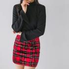 Mock-neck Slit-cuff Top