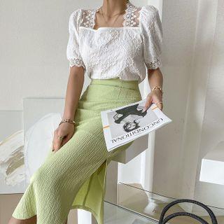 Textured H-line Long Skirt