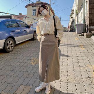 Perforated Blouse / A-line Skirt