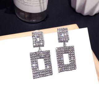 Rhinestone Geometric Drop Earring 1 Pair - Silver - One Size