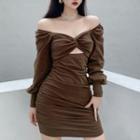 Long-sleeve Twist Cutout Mini Bodycon Dress