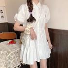 Puff-sleeve Shirtdress White - One Size