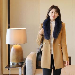 Peaked-lapel Metallic-button Blazer