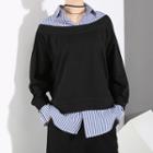 Mock Two Piece Pullover Black - One Size